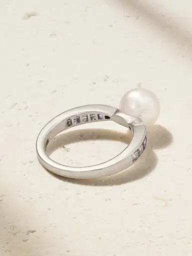 Mikimoto 18-karat White Gold, Sapphire And Pearl Ring | Thumbnail 3 Mikimoto 18-karat White Gold, Sapphire And Pearl Ring | Thumbnail 3