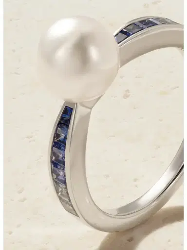 Mikimoto 18-karat White Gold, Sapphire And Pearl Ring | Thumbnail 4 Mikimoto 18-karat White Gold, Sapphire And Pearl Ring | Thumbnail 4