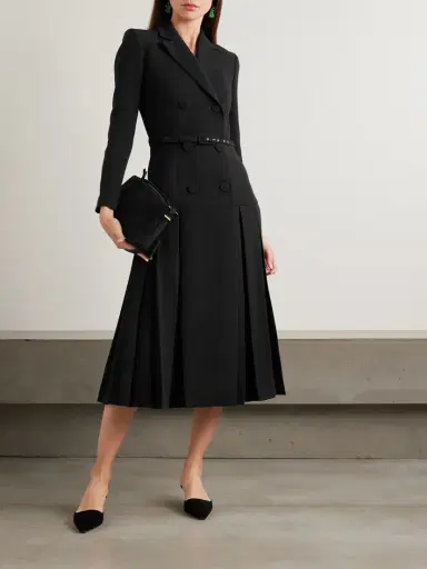 Emilia Wickstead Chaney Belted Pleated Double-breasted Wool-crepe Midi Dress | Thumbnail 2 Emilia Wickstead Chaney Belted Pleated Double-breasted Wool-crepe Midi Dress | Thumbnail 2