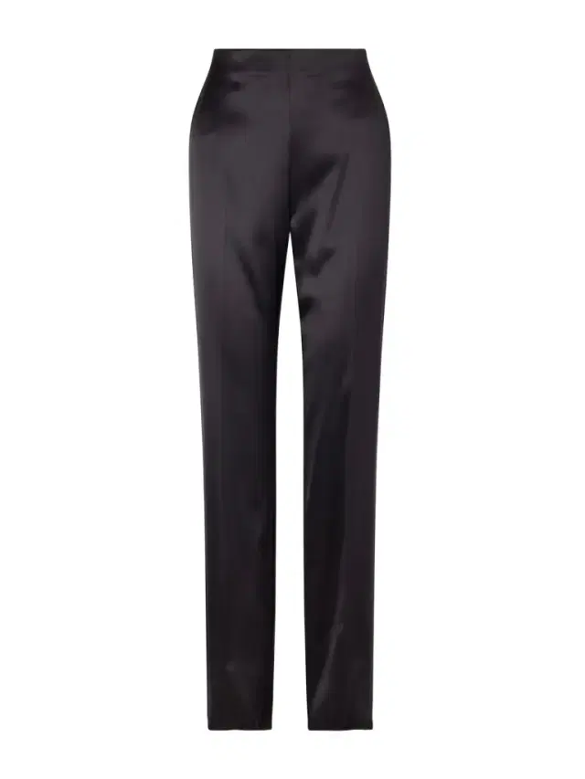 Silk-blend Duchesse Straight-leg Pants