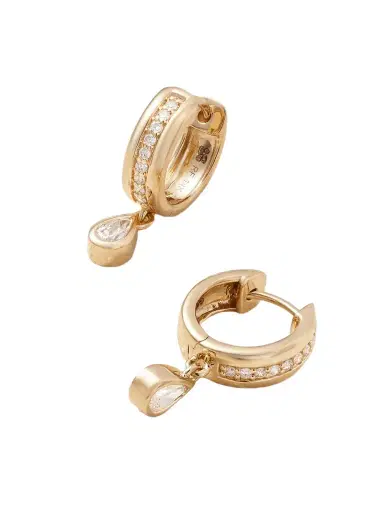 Roxanne First Stripe Drop 14-karat Gold Diamond Hoop Earrings | Thumbnail 1