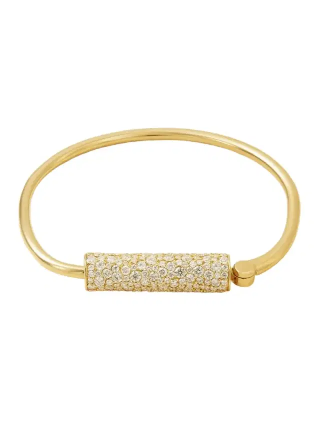 Marla Aaron Stoned Trundle Lock 18-karat Gold Diamond Bracelet