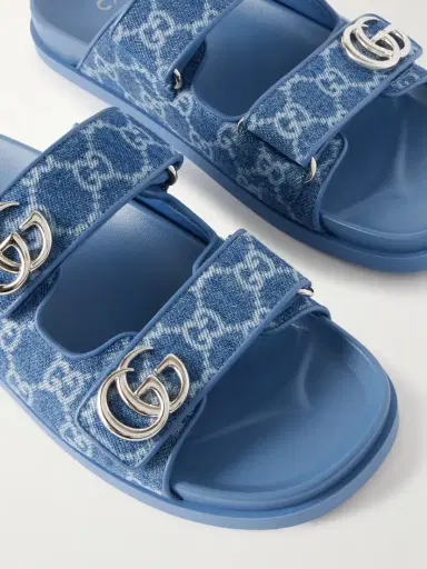 Gucci Embellished Printed Denim Sandals | Thumbnail 5 Gucci Embellished Printed Denim Sandals | Thumbnail 5