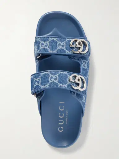 Gucci Embellished Printed Denim Sandals | Thumbnail 6 Gucci Embellished Printed Denim Sandals | Thumbnail 6