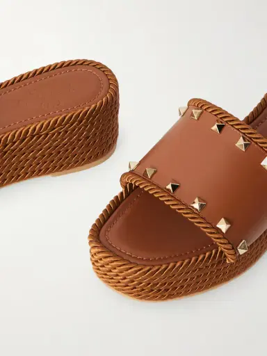 Valentino Garavani Rockstud Torchon Leather Platform Espadrille Slides | Thumbnail 5 Valentino Garavani Rockstud Torchon Leather Platform Espadrille Slides | Thumbnail 5