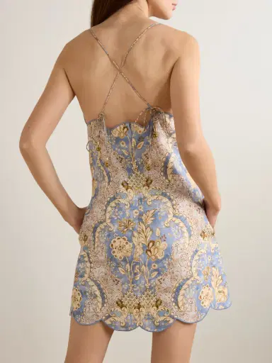 Zimmermann Daylight Scalloped Printed Linen Mini Dress | Thumbnail 3