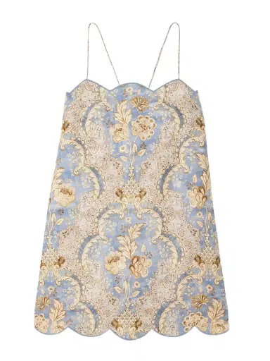 Zimmermann Daylight Scalloped Printed Linen Mini Dress | Thumbnail 1