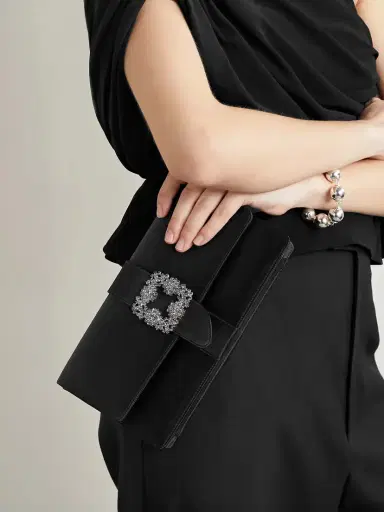 Manolo Blahnik Capri Crystal-embellished Satin Clutch | Thumbnail 2
