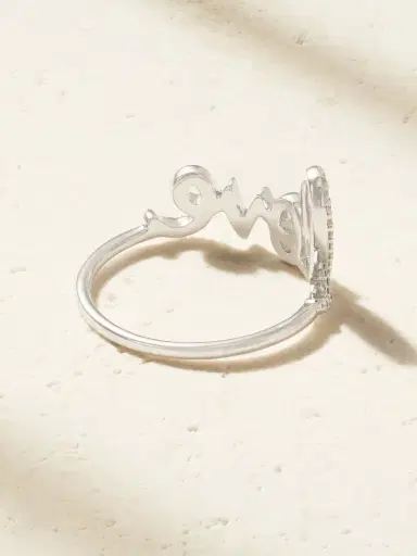 Sydney Evan Love Script 14-karat White Gold Diamond Ring | Thumbnail 4 Sydney Evan Love Script 14-karat White Gold Diamond Ring | Thumbnail 4
