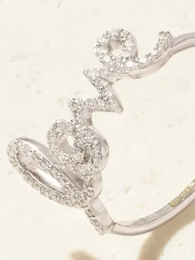 Sydney Evan Love Script 14-karat White Gold Diamond Ring | Thumbnail 5 Sydney Evan Love Script 14-karat White Gold Diamond Ring | Thumbnail 5