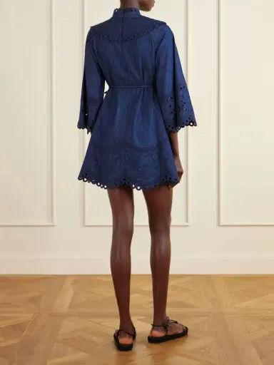 Zimmermann Mahon Broderie Anglaise Denim Mini Dress | Thumbnail 3