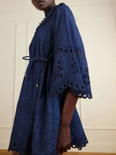 Zimmermann Mahon Broderie Anglaise Denim Mini Dress | Thumbnail 4