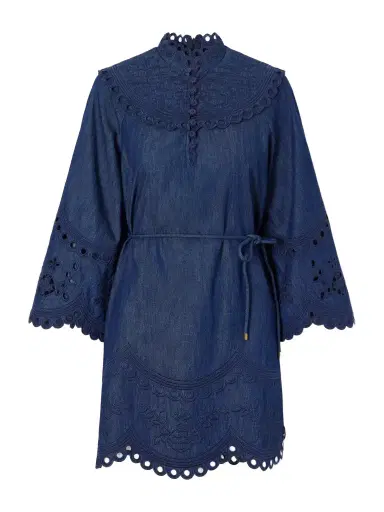 Zimmermann Mahon Broderie Anglaise Denim Mini Dress | Thumbnail 1