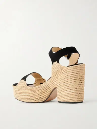 Gabriela Hearst Sardis 100 Raffia-trimmed Suede Sandals | Thumbnail 3