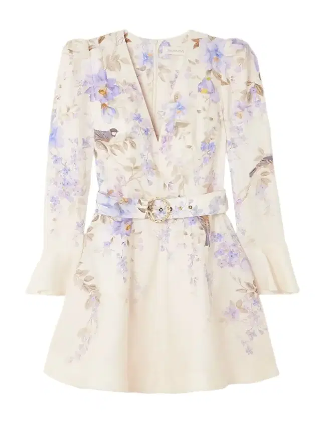 Luna Belted Floral-print Linen Mini Dress