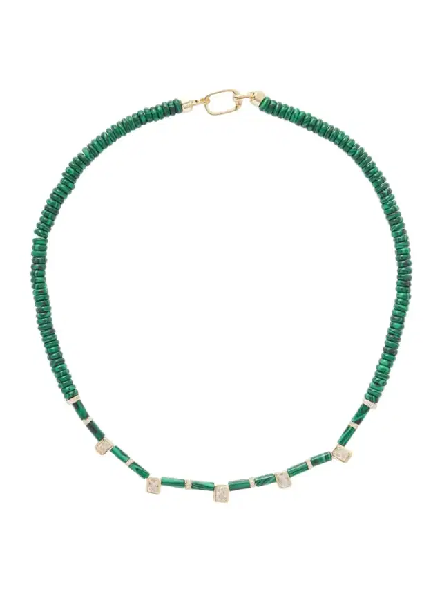 Martha Calvo Gold-plated, Malachite And Crystal Necklace