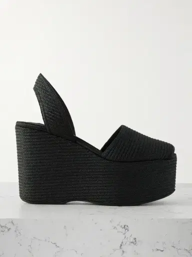Alaïa Straw Slingback Platform Wedge Sandals | Thumbnail 1 Alaïa Straw Slingback Platform Wedge Sandals | Thumbnail 1