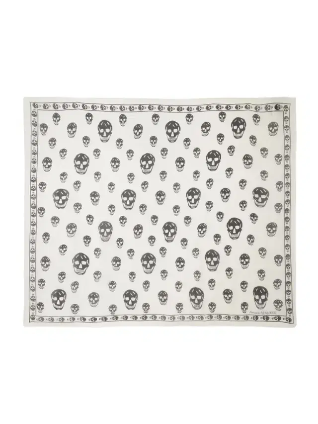 Skull Printed Silk-chiffon Scarf