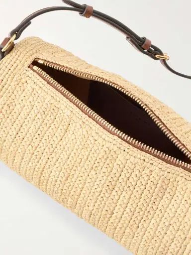 Stella McCartney Barrel Vegetarian Material-trimmed Raffia Shoulder Bag | Thumbnail 6