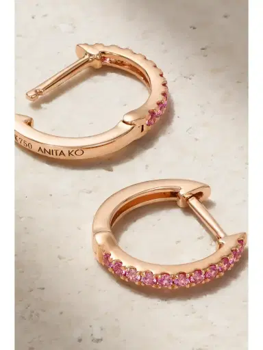 Anita Ko Huggies 18-karat Rose Gold Sapphire Earrings | Thumbnail 3