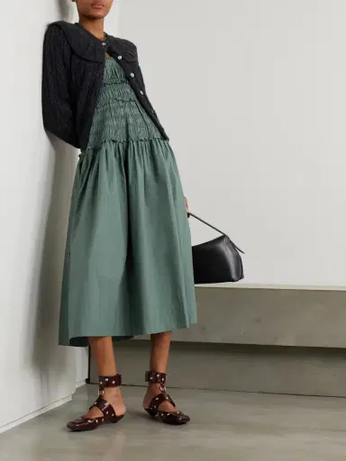 DÔEN Marianne Shirred Organic Cotton-poplin Midi Dress | Thumbnail 2 DÔEN Marianne Shirred Organic Cotton-poplin Midi Dress | Thumbnail 2