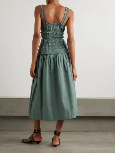 DÔEN Marianne Shirred Organic Cotton-poplin Midi Dress | Thumbnail 4 DÔEN Marianne Shirred Organic Cotton-poplin Midi Dress | Thumbnail 4