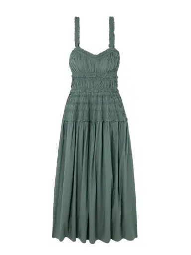 DÔEN Marianne Shirred Organic Cotton-poplin Midi Dress | Thumbnail 1 DÔEN Marianne Shirred Organic Cotton-poplin Midi Dress | Thumbnail 1
