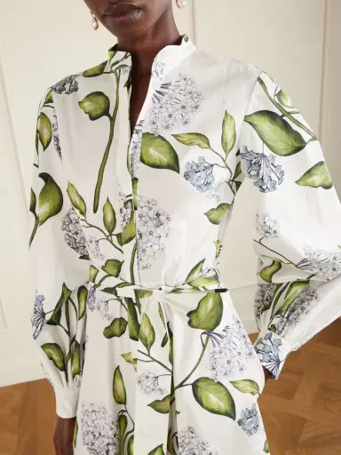 Oscar de la Renta Belted Floral-print Cotton-poplin Dress | Thumbnail 4