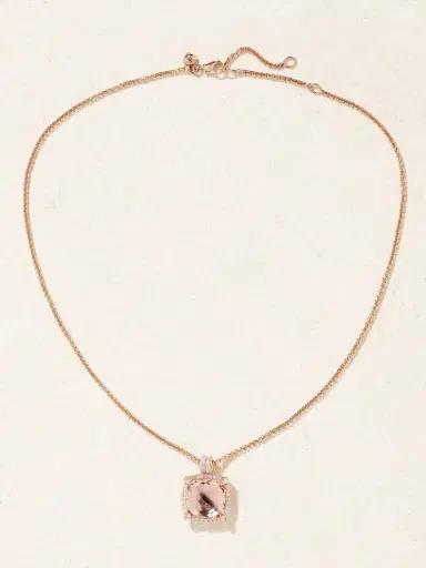 David Yurman Châtelaine® 18-karat Rose Gold, Morganite And Diamond Necklace | Thumbnail 4