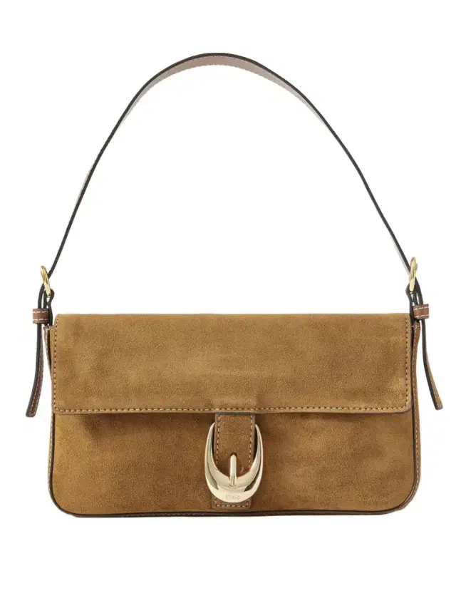 Harlow Buckled Suede Shoulder Bag