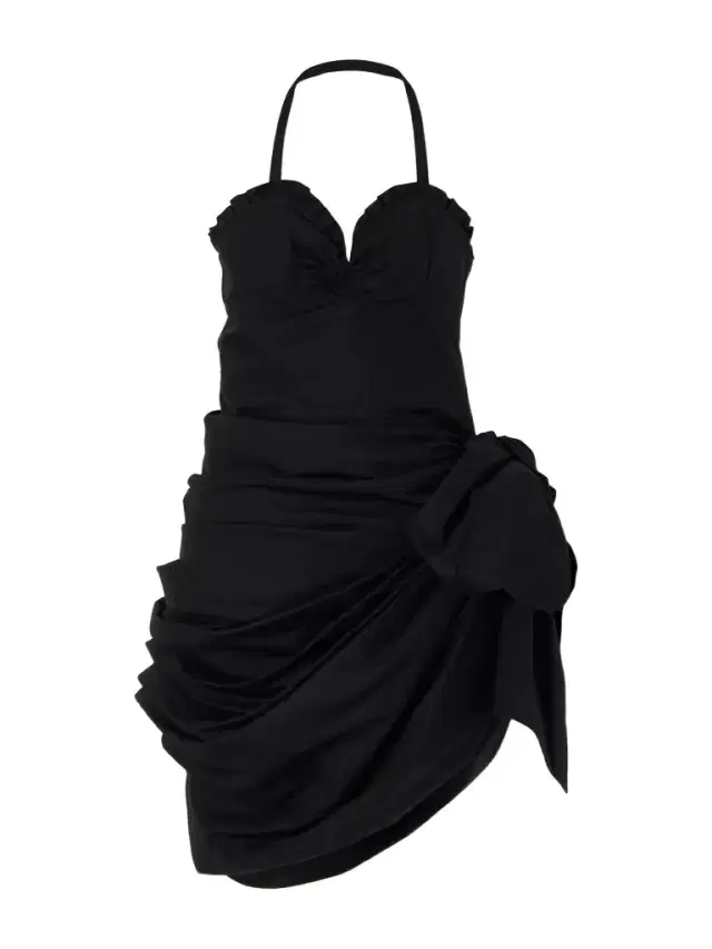 Halterneck Draped Cotton-poplin Midi Dress