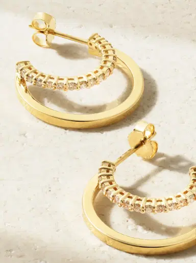 Jennifer Meyer Double Hoops 18-karat Gold Diamond Hoop Earrings | Thumbnail 3 Jennifer Meyer Double Hoops 18-karat Gold Diamond Hoop Earrings | Thumbnail 3