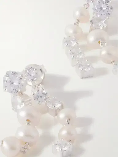 Completedworks Recycled Silver, Pearl And Cubic Zirconia Earrings | Thumbnail 4