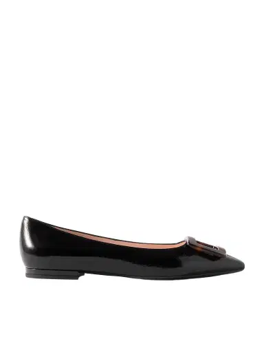 Roger Vivier Gommettine Buckled Glossed Crinkled-leather Ballet Flats | Thumbnail 1 Roger Vivier Gommettine Buckled Glossed Crinkled-leather Ballet Flats | Thumbnail 1
