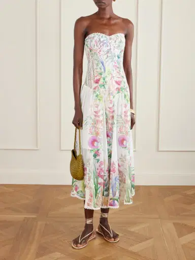 Charo Ruiz Illyr Off-the-shoulder Smocked Floral-print Cotton-blend Voile Midi Dress | Thumbnail 2