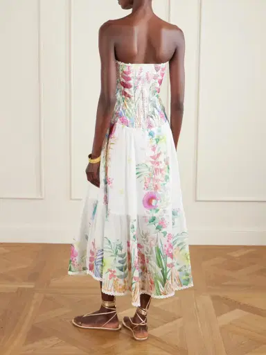 Charo Ruiz Illyr Off-the-shoulder Smocked Floral-print Cotton-blend Voile Midi Dress | Thumbnail 3