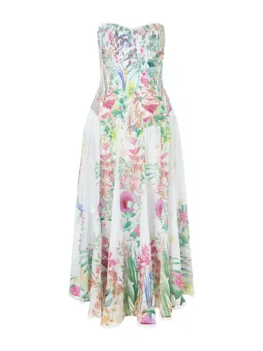 Charo Ruiz Illyr Off-the-shoulder Smocked Floral-print Cotton-blend Voile Midi Dress | Thumbnail 1
