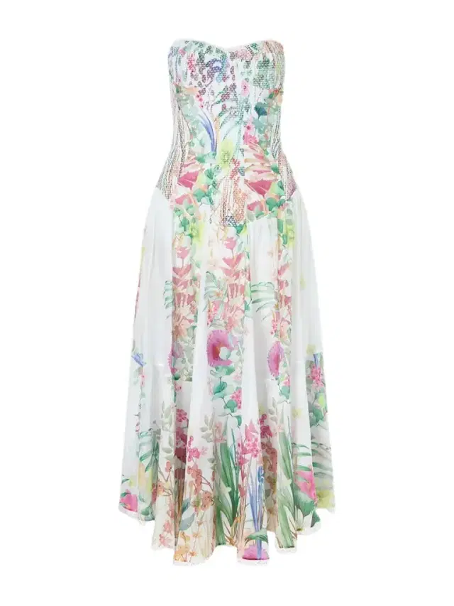 Charo Ruiz Illyr Off-the-shoulder Smocked Floral-print Cotton-blend Voile Midi Dress