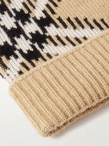 Burberry Checked Ribbed Cashmere-blend Beanie | Thumbnail 3