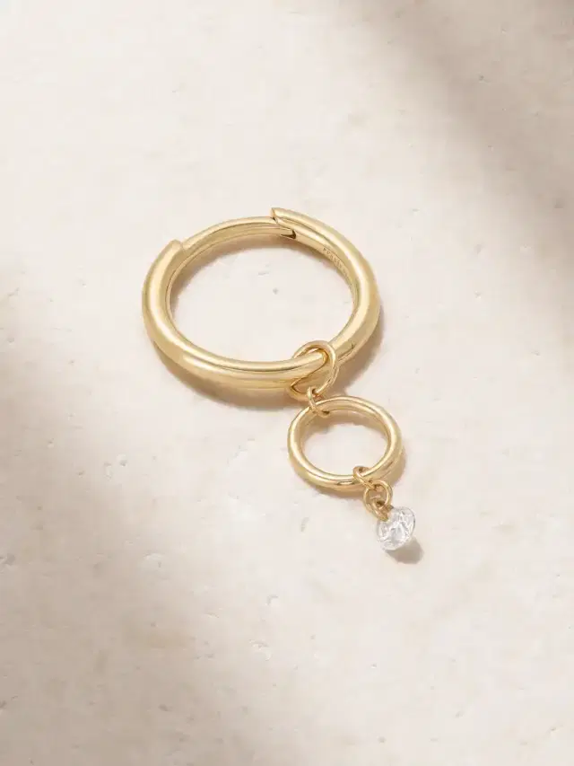 Circles 18-karat Gold Diamond Single Hoop Earring