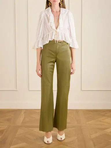 Chloé High-rise Paneled Leather Straight-leg Pants | Thumbnail 2