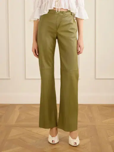 Chloé High-rise Paneled Leather Straight-leg Pants | Thumbnail 3