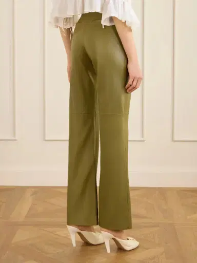 Chloé High-rise Paneled Leather Straight-leg Pants | Thumbnail 4