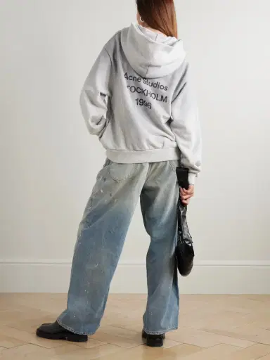 Acne Studios Printed Cotton-blend Jersey Hoodie | Thumbnail 2 Acne Studios Printed Cotton-blend Jersey Hoodie | Thumbnail 2