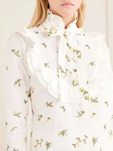 Cristiano Marcheli Valeria Ruffled Embroidered Linen Blouse | Thumbnail 5 Cristiano Marcheli Valeria Ruffled Embroidered Linen Blouse | Thumbnail 5