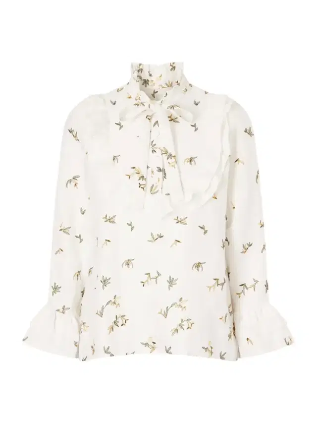 Cristiano Marcheli Valeria Ruffled Embroidered Linen Blouse