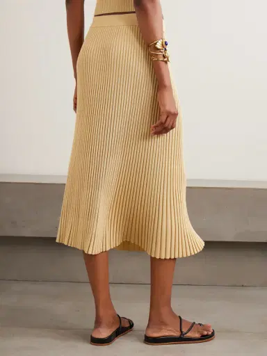 Zimmermann Luna Ribbed Metallic Midi Skirt | Thumbnail 3 Zimmermann Luna Ribbed Metallic Midi Skirt | Thumbnail 3