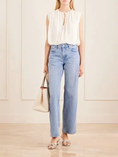 Frame Wave Cropped Silk Top | Thumbnail 2