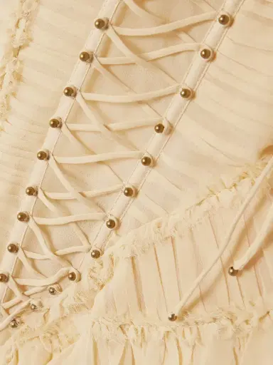 Zimmermann Rebellion Embellished Lace-up Frayed Ruched Silk Peplum Top | Thumbnail 4 Zimmermann Rebellion Embellished Lace-up Frayed Ruched Silk Peplum Top | Thumbnail 4
