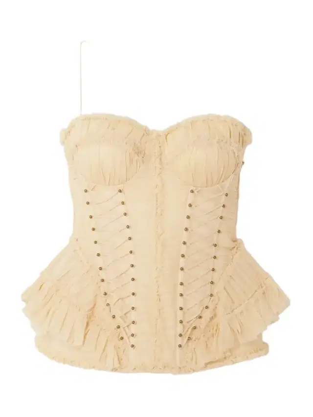 Rebellion Embellished Lace-up Frayed Ruched Silk Peplum Top